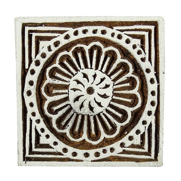 Floral Textile Printing Block Border Stamp Wood Art Handcarved Scrapbook Stamp