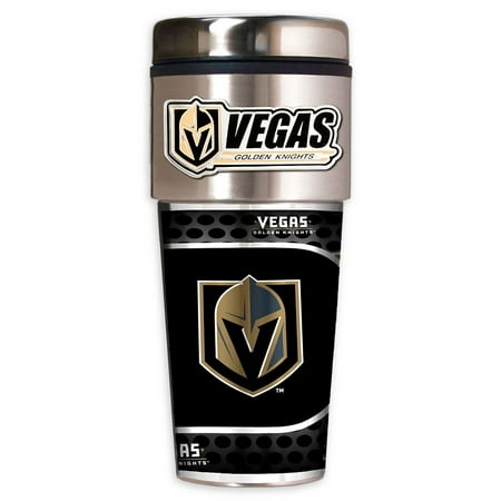 NHL Las Vegas Golden Knights 16 oz Travel Mug Tumbler with Metallic Wrap Team Logo (Best Filipino Food Las Vegas)