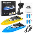 thumbnail image 2 of Lumiparty 2PACK RC Boat,Remote Control Boats for Kids and Adults,10km/H 2.4G High Speed Remote Control Boat,Fast RC Boats for Pools and Lakes with 4 Rechargeable Battery.(Blue+Y, 2 of 7