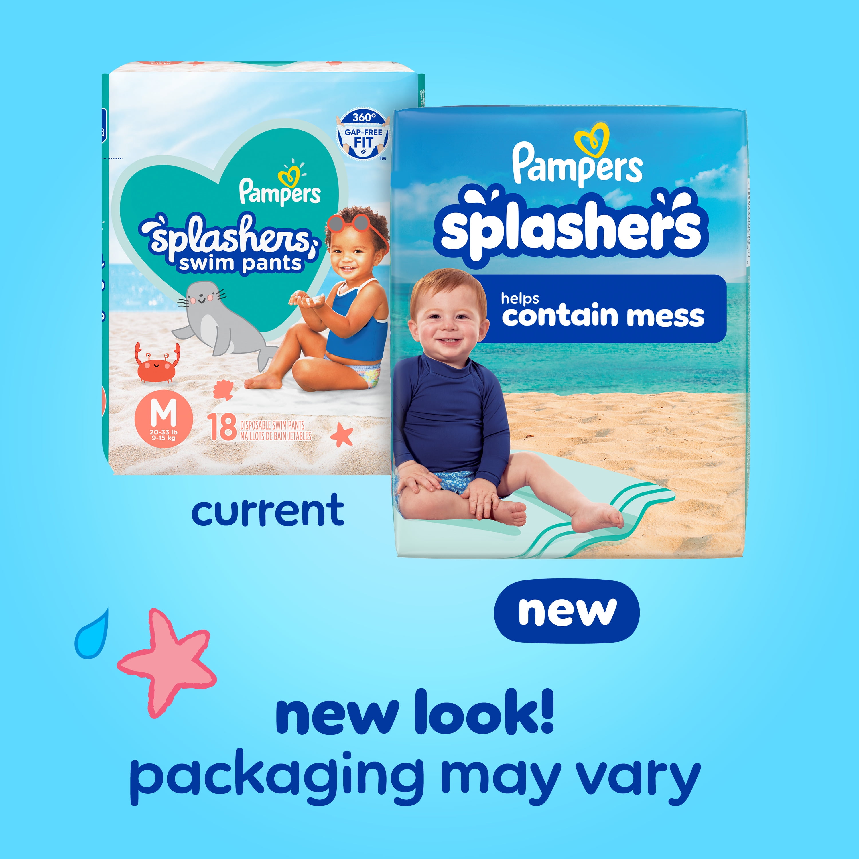 (6 pack) Pampers Splashers Swim Diapers, Size 4, 18 Count (20-33 lbs)