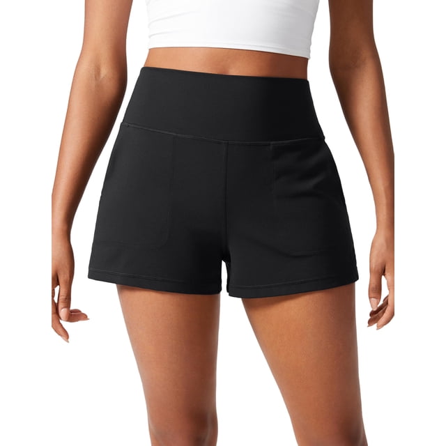 Shorts CRZ YOGA Butterlift de tiro alto negro mediano