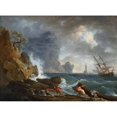 thumbnail image 3 of Claude-Joseph Vernet 18x14 Black Modern Framed Museum Art Print Titled - An Italian Harbour in Stormy Weather (C. 1740 - 1750), 3 of 5