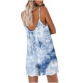 thumbnail image 7 of Summer Saving Jumpsuits for Women Dressy Fashion Loose Swing Spaghetti Strap Mini Jumpsuits Overalls with Pocket Summer V-Neck Sleeveless Gradient Print Short Trendy Rompers Light Blue xl, 7 of 7