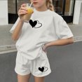 thumbnail image 4 of CYRBOKO Girls Outfit Sets, Elastic Waist Short Sleeve Bretchable Casual Kids' Activewear Sets White Size 11-12 T, 4 of 5