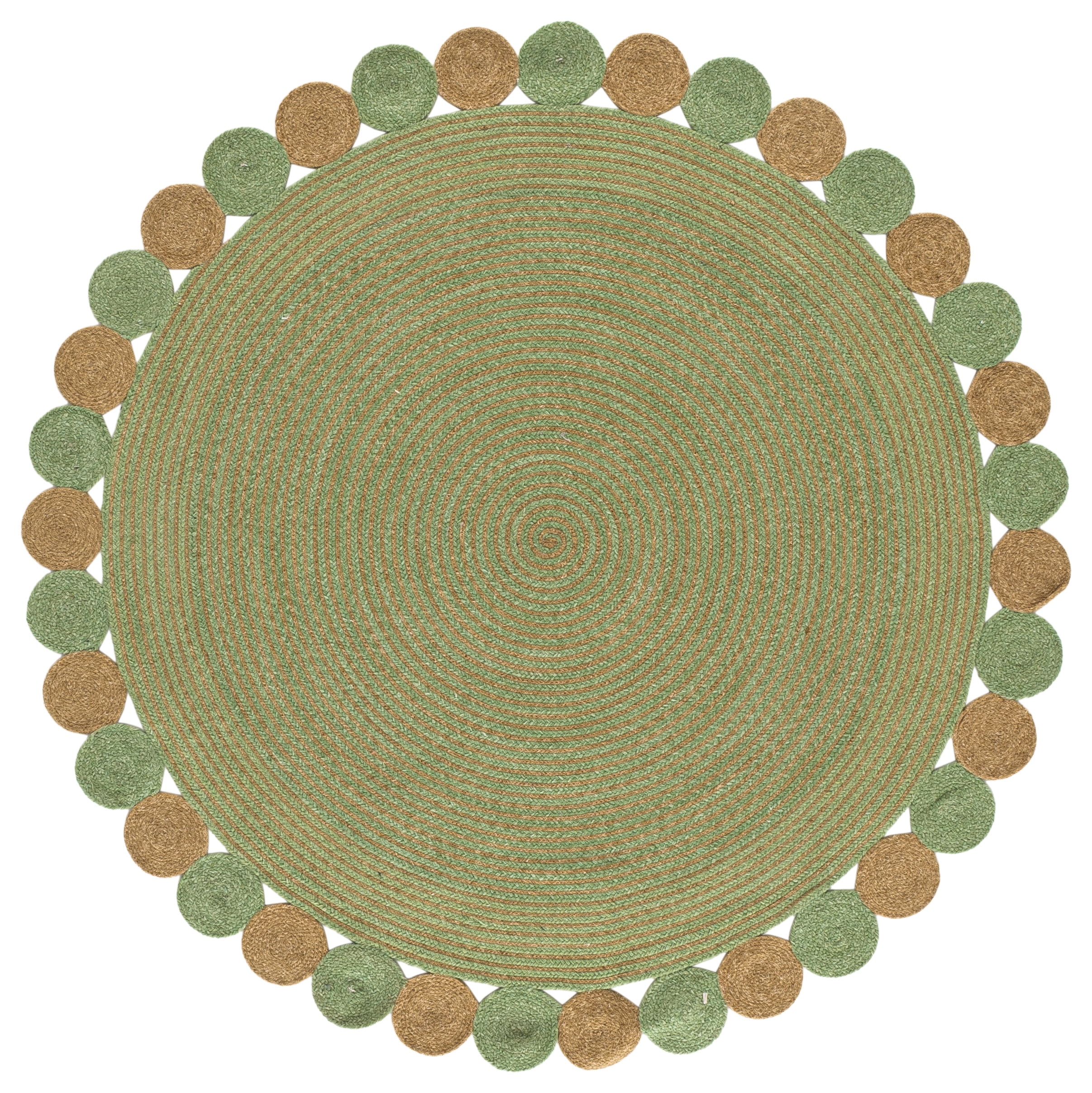 Safavieh Braided Abraham Geometric Reversible Area Rug, Green/Gold, 6' x 6' Round