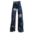 thumbnail image 4 of QIJUNTUO Women's Independence Day Wide Leg Palazzo Pants With Elastic Waist & Patriotic Print Summer Casual Lounge Wear, 4 of 4
