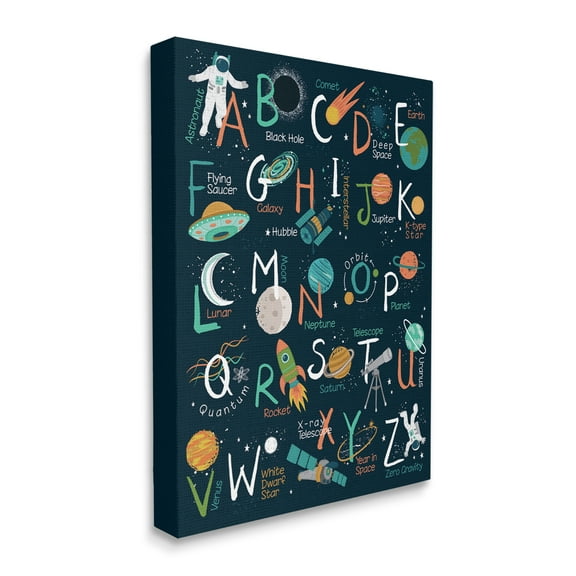Stupell Industries Starry Space Alphabet Fantasy Constellations UFO ABC's, 16 x 20, Designed by Lisa Whitebutton