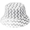 thumbnail image 6 of CoCopeaunts Bucket Hat for Men Casual Trend Mixed Color Plaid Fishing Cap Plush Basin Cap Women Autumn Winter Warm Cold Proof, 6 of 8