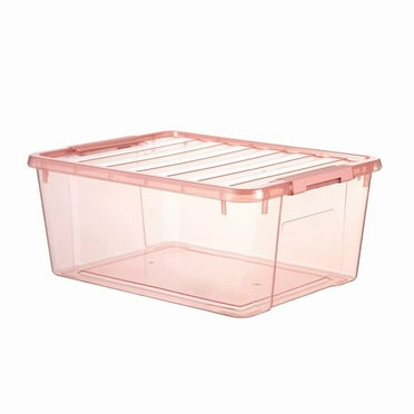 Toy Storage Box with Lid, Sturdy Toys Storage Chest Bin Organizer Basket for Kids, Boys, Girls, Nursery, Closet, Bedroom, Playroom，Pink