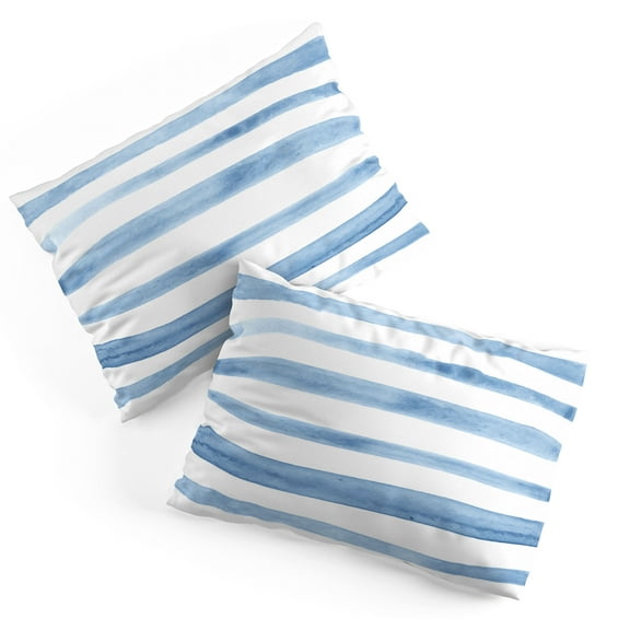 Society6 Kelly Haines Blue Watercolor Stripes Pillow Sham Cotton King Set of 2 Kit