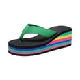 thumbnail image 3 of Willtoo Fashionable Women's Platform Wedge Flip Flops with Rainbow Printed Sole for Casual Outdoor Style, 3 of 6