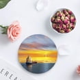 thumbnail image 4 of RYLABLUE Oil Painting Ship on the Sea Sunrise Set of 6 Round Coaster for Drinks, Absorbent Ceramic Stone Coasters Cup Mat with Cork Base for Home Kitchen Room Coffee Table Bar Decor, 4 of 5