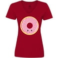 thumbnail image 3 of Inktastic Light Pink Donut Women's V-Neck T-Shirt, 3 of 5