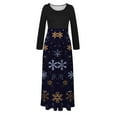 thumbnail image 4 of Robes pour Femmes 2022 Noël Col Rond Manches Longues Patchwork Imprimé Robe Longue Ligne A Robe d'Automne pour Dames, 4 of 6