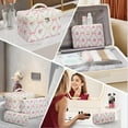 thumbnail image 5 of Soda Candy Makeup Bag Large Quilted Cosmetic Bag Floral Make up Bag for Women Cute Cotton Makeup Bag Set Travel Toiletry Organizer Bag, Pink Bow, 5 of 7