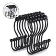 thumbnail image 1 of Ganchos para cortina de ducha, 12 anillos para cortina de ducha, rodillo de acero inoxidable, resistente al óxido, ganchos de ducha dobles anticaídas deslizantes para cortinas de baño, cortinas de du JFHHH pequeña, 1 of 5