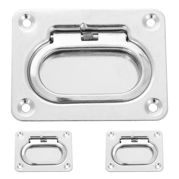 3pcs Stainless Steel Marine Grade Flush Lift Ring Handle for Boat Deck Hatch Spring Loaded Recessed Pull Handle for Marine Trap Door Latch