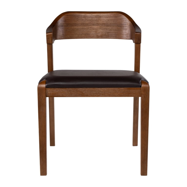 Boraam Rasmus Dining Chair, Faux Leather Seat, Chestnut Wire-Brush