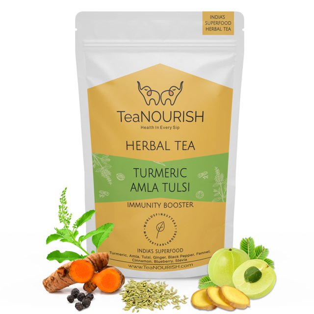 Té de hierbas TEANOURISH Curcuma Amla Tulsi con jengibre y arándanos