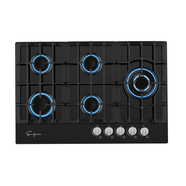 Empava 30" 5 Italy Sabaf Burners Gas Stove Cooktop Black Tempered Glass