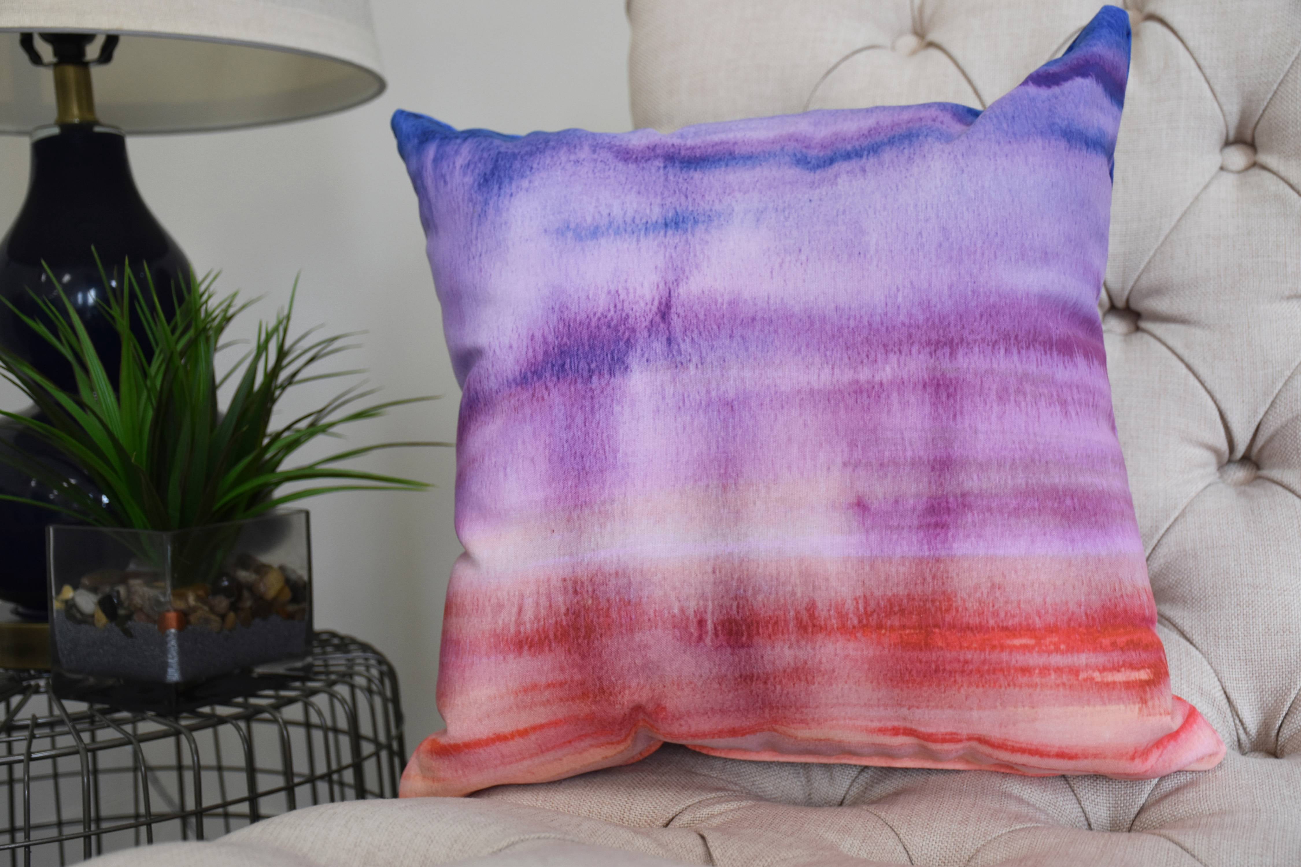 16 Inch Sunset Beauty Multi Color Stripe Print Decorative Throw Pillow