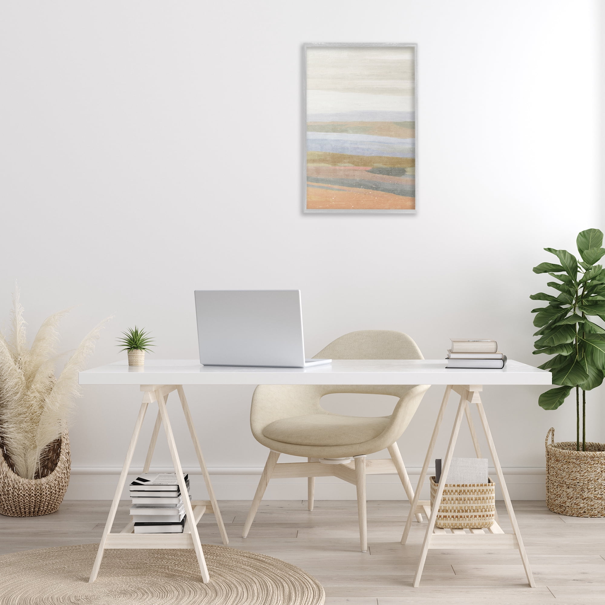 Stupell Industries Beach Dunes Abstraction Coastal Painting Gray Framed Art Print Wall Art, 16 x 24