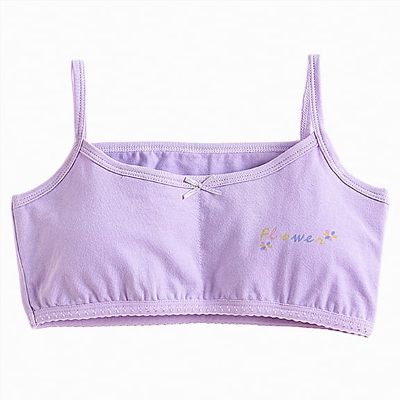 mgoYE Girls' Training Bras Training Bras for Girls 10-14 Seamless Teen Girls Sports Bras Comfort Soft Tween Bras 8-16 Removeable Padding(Purple,13-14 Years)