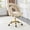 Beige, variant on LUFTUT Modern Velvet Swivel Vanity Chair with Wheels, Adjustable Height Beige Office Desk Chair, Unique Bubble Back Computer Task Chair with Golden Base for Bedroom Study