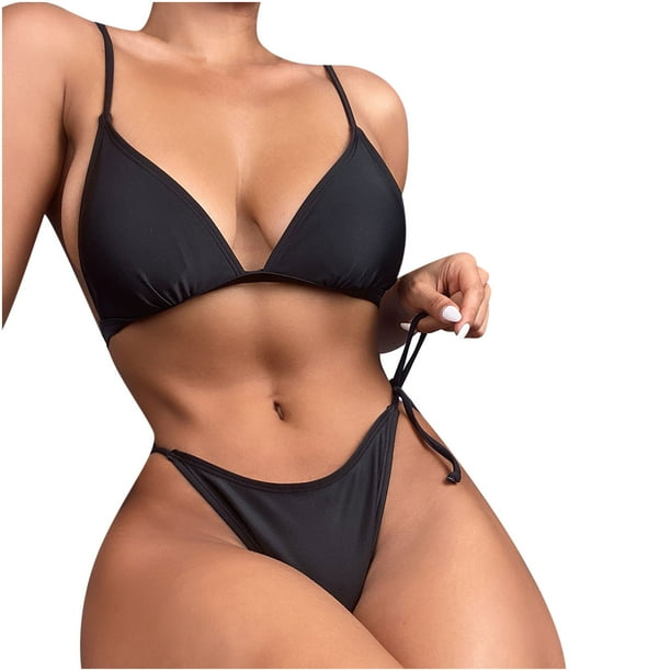 Bikini para mujer Conjunto sólido Traje de baño Dos piezas Sujetador con relleno Traje de baño Ropa de playa Fridja nalpqowj59769