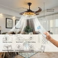 thumbnail image 5 of 42"Chandelier Retractable Ceiling fan Remote Control Light Fixture 42'' Invisible Ceiling Fan w/LED Light Retro Stained Glass LED Chandelier, 5 of 19