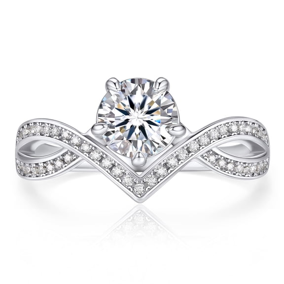 MomentWish 1 Carat Round Cut Moissanite Engagement Ring Bridal Set Promise Rings for Women 925 Sterling Silver Halo Rings-Size7