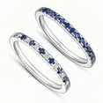 thumbnail image 3 of SFTING Wedding Band 925 Sterling Silver Stackable Half-Eternity Rings for Women Blue Size 4, 3 of 7