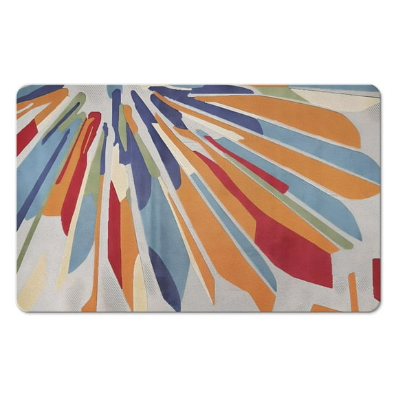Boho Chic Bath Mat with Retro Sun Design - Non-Slip for Safety, Half Round, Colorful Water Absorbent Microfiber, Easy Maintenance with Machine Washability, Perfect for Bathroom or Shower, 20x32 inch