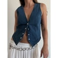 thumbnail image 5 of Bmnmsl Wome's Denim Vest Waistcoat Sleeveless V-Neck Tank Tops Single Breasted Jean Vintage Slim Jackets Streetwear, 5 of 9