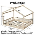 thumbnail image 3 of Full Size Floor Bed with Fence, Wood House Bed with Roof, Montessori Bed Frame Playhouse Bed for Girls and Boys Bedroom, Easy Assembly, Natural, 3 of 7