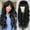 Black, variant on DOPI Blonde Wig With Bangs Long Wavy Curly Ombre Wig with Dark Root Synthetic Heat Resistant Wigs for Women Daily Party Use