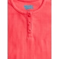 thumbnail image 2 of Wonder Nation Girls Baby Henley Tee with Short Sleeves, Sizes 4-10, 2 of 3