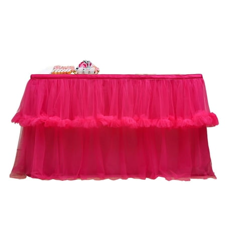 

Halloween Tulle Table Skirt With Lining Tutu Table Skirts Tablecloth Washable Table Skirt For Birthday Wedding Blessing Party Cake Table Decorations-Red B-1.85m