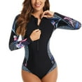 thumbnail image 3 of SWSMCLT Women's Zip Front Swimsuit One Piece Bathing Suit Surf Summer Zip Uv Protection Long Sleeve Swimsuit Black1 8, 3 of 4
