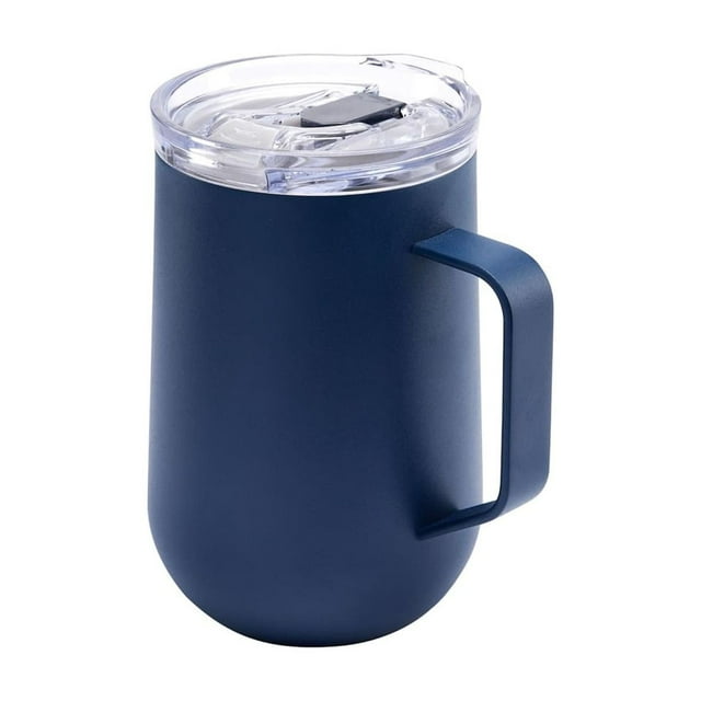 Taza de acero inoxidable doble pared con popote-tasse azul 13 x 15.2