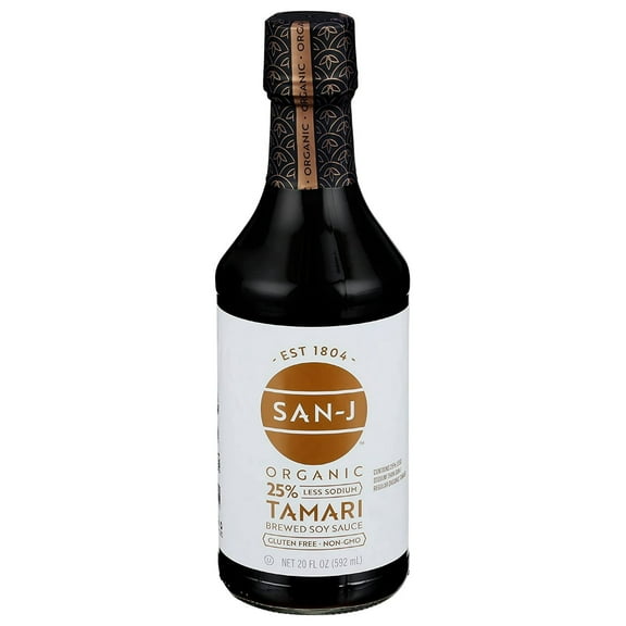 San-J Organic Reduced Sodium Gluten Free Tamari Soy Sauce -- 20 fl oz Pack of 3