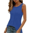 thumbnail image 6 of Miluxas Pleated Tank Tops for Women Crew Neck Sleeveless Dressy Casual Work Tank Top Summer Blue S(S), 6 of 7