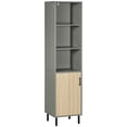 thumbnail image 1 of HOMCOM Armoire de Salle de Bain Haute Armoire de Rangement Autoportante Grise, 1 of 10