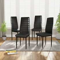 SESSLIFE Dining Chairs Set of 4, Black Dining Room PU Chairs, Dining Side Chairs for Home Kitchen Living Room