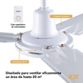 thumbnail image 3 of Ventilador De Techo 56 Pulgadas 3 Aspas De Acero Color Blanco 5 Vel 127V 65W Kingsman blanco, 3 of 7