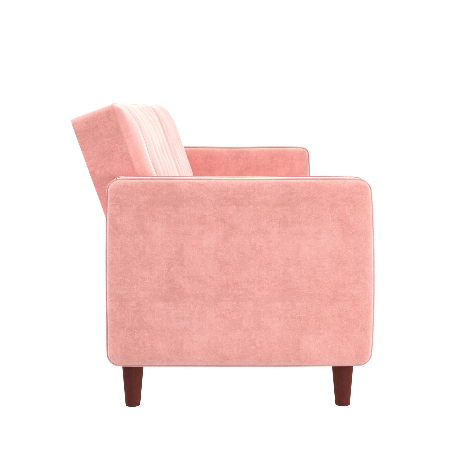 DHP Pin Tufted Transitional Futon, Pink Velvet