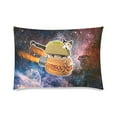 thumbnail image 1 of QIFEIHA Funny Taco Cat Riding Hamburger in Space Pillowcase Cushion Cover Two Sides Printing Size 20x30 inch, 1 of 2