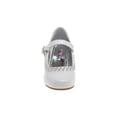 thumbnail image 5 of Josmo Little Kids Girl Faux Leather Low Heel Buckle Dress Shoes with Rhinestones, White Patent, 3, 5 of 7