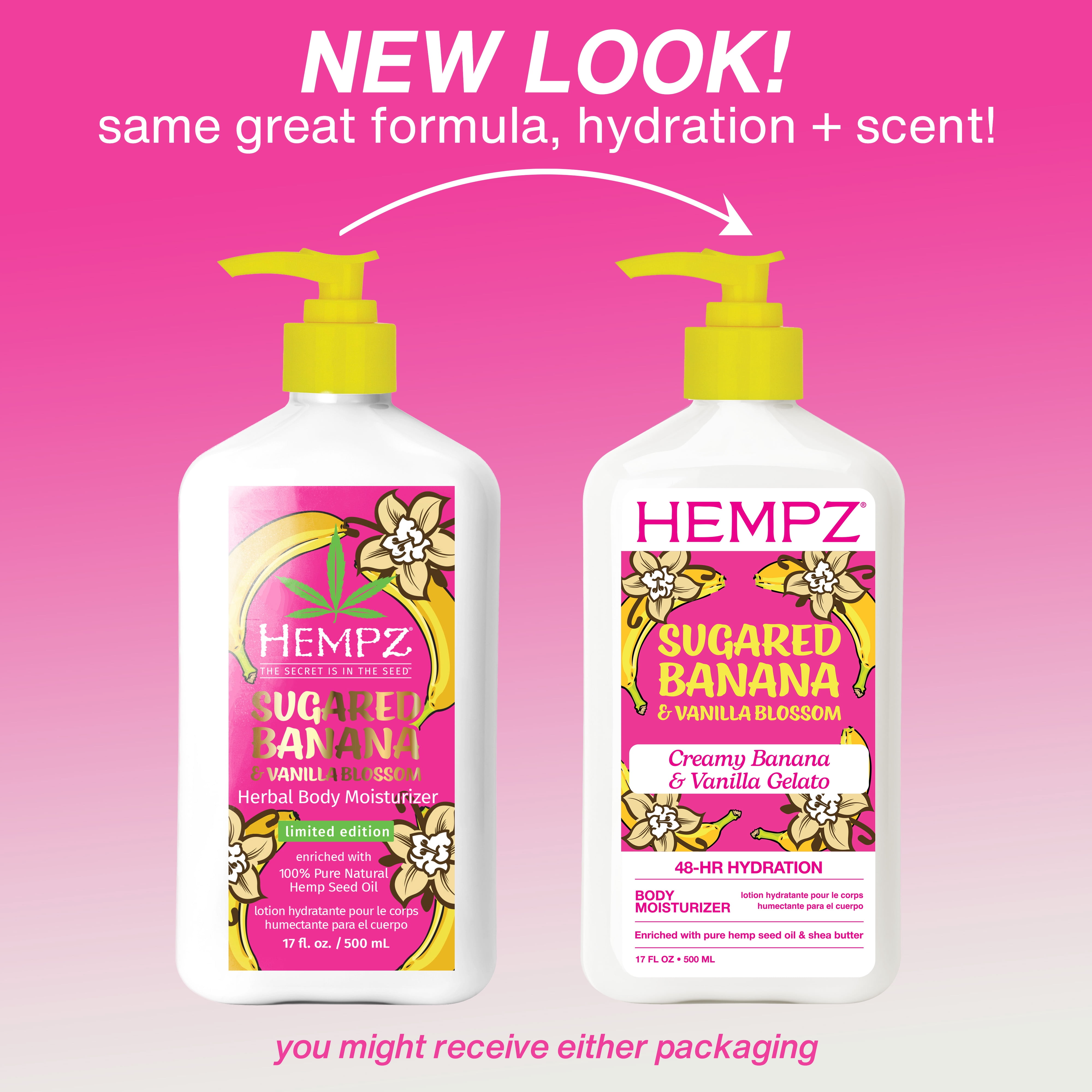 (2 pack) Hempz Sugared Banana & Vanilla Blossom Moisturizing Body Lotion 17 fl. oz