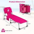 thumbnail image 3 of Gymax Portable Beach Chaise Lounge Chair Folding Reclining Chair w/ Facing Hole Pink, 3 of 10